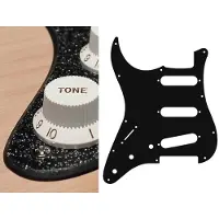 Boston SL-213-SBK pickguard, Stallion, standard, SSS, 3 pot holes, 3-5 switch, lefthanded, 2 ply, sparkling black