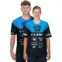 Cube Edge X Actionteam Jersey met korte mouwen en ronde hals Heren, zwart/blauw L 2022 Wielershirts