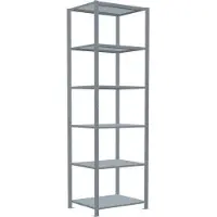 Schulte Lagertechnik MultiPlus250 rekkensysteem zonder schroeven, basisrek, 6 legborden, dwarsverbindingen, B 750 x D 600 x H 2500 mm, zilvergrijs/verzinkt
