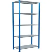 Schulte Lagertechnik MULTIplus250 rekkensysteem zonder bouten, basisrek, B 1000 x D 500 x H 2000 mm, 5 legborden, dwarsverbindingen, tot 1300 kg, gentiaanblauw
