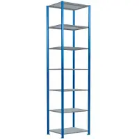 Schulte Lagertechnik boutloos rekkensysteem MultiPlus250, basisrek, 7 legborden, dwarsverbindingen, B 750 x D 600 x H 3000 mm, gentiaanblauw RAL 5010