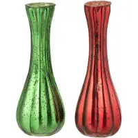 J-Line vaas Soliflore - verre - rood/groen - large - 2 stuks