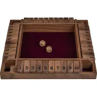 Longfield Shut The Box 4 Spelers – Walnoot Houten Dobbelspel – 29 x 29 cm – Met Ingelegd Vilt & 8 Houten Dobbelstenen – Gezelschapsspel – Engelhart
