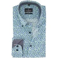 Casa Moda Geprint overhemd blauw groen casual fit lange mouw