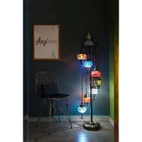 Halay Handmade vloerlamp - Turkse staandelamp met 7 bollen - Mozaïek in warme kleuren - Uniek design