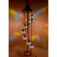 Halay Handgemaakte Turkse staande lamp met 7 gekleurde mozaïekglazen bolletjes – Oosterse vloerlamp voor sfeervol licht