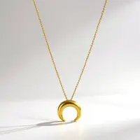 Cavill - Vergulde 925 Sterling Zilveren Halsketting - Verstelbaar 40-43 cm - Fijne Halvemaan Hanger 14x14 mm - Elegante Gouden Tint Ketting voor Dames