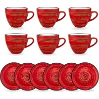 Wilmax England Espresso Kopjes 75 ml - Set van 6 - Rood Porselein