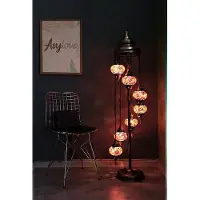 Halay Handmade Turkse lamp - vloerlamp met 7 bollen - multicolour - unieke mozaïek design