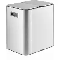 Hjh OFFICE Afvalverzamelaar / afvalscheidingssysteem Clean 10 - 30L (2x15L) roestvrij staal zilver