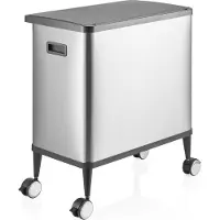 Hjh OFFICE Sensorafvalemmer / afvalscheidingssysteem Clean Mobile 2 vakken 48L (2x24L) incl. wielen roestvrij staal zilver
