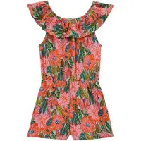 We fashion Overall donkerblauw / donkergroen / mandarijn / lichtroze