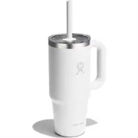 Hydroflask - Travel Tumbler Clear Lid - Isoleerbeker 710 ml, wit/grijs