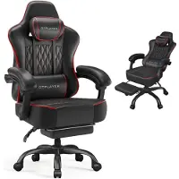 GTPLAYER - Gaming Stoel - Met Synchronmechanik en Kussens - Zwart Rood Kunstleer
