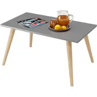 BOGATECO Scandinavische Salontafel 90 x 50 x 47 cm - Banktafel met Beukenhouten Poten - Moderne Woonkamertafel - Keuze uit 7 Kleuren