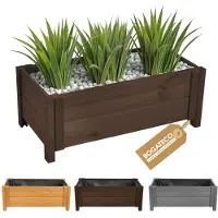 BOGATECO plantenbak van hout | Bloempot Perfect voor tuin | Waterdicht | Met Agro-Textiel | 80x38x30cm | Donkerbruin