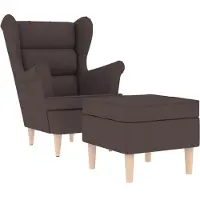 vidaXL Fauteuil met voetenbankje stof donkerbruin
