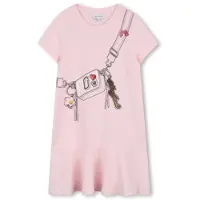 Marc Jacobs Meisjes Roze jurk met print (12Y= 150cm), Casual, Katoen, Korte mouwen, kinderkleding W60711