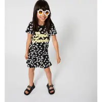 Marc Jacobs Meisjes Zwart t-shirt jurk (12Y= 150cm), Casual, Katoen, Korte mouwen, kinderkleding W60861