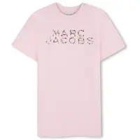 Marc Jacobs Meisjes Roze logo-jurk (12Y= 150cm), Casual, Katoen, Korte mouwen, kinderkleding W60718