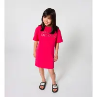 Marc Jacobs Meisjes Rode logojurk (8Y= 126cm), Rood, Casual, Katoen, Korte mouwen, kinderkleding W60718