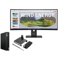 Lenovo ThinkCentre M75q G5 A7 16 512 + ThinkVision T34WD-40 34 UWQHD Docking AMD Ryzen 7 PRO 8700GE-processor 3,65 GHz tot 5,10 GHz, Windows 11 Pro 64, 512 GB SSD TLC Opal - M75QBUNDLE1EUC, Raven