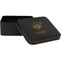 Cook Concept Theedoos 6-vaks - zwart - metaal - 18 x 15 x 7 cm - theekist - deksel