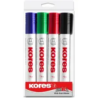 Kores whiteboard markers rond assorti etui 4 stuks