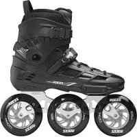 Roces Ego TIF 3x110 Skeelers Volwassenen – 3 Wielen 110mm – Speed Skates / Inline Skates – Zwart Zilver – Maat 39
