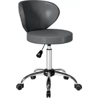 HOMCOM -Salonkruk-PU, Staal-45 x 54 x 73-88 cm-Grijs