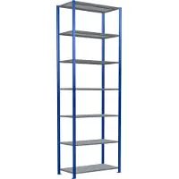 Schulte Lagertechnik MULTIplus250 rekkensysteem zonder bouten, basisrek, B 1000 x D 500 x H 3000 mm, 7 legborden, dwarsverbindingen, tot 2300 kg, gentiaanblauw