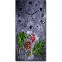 Tulup Wandklok - Kruiden en specerijen Klok Glas Met Opdruk - 30x60 cm - Groente Moderne Wandklok Glas - Zwarte handen - Rechthoekige Klok - Decoratieve Glazen Klok - Glazen Wandklok Design