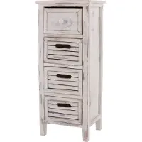 Generique Commode / table d'appoint / armoire, 4 tiroirs, 30x25x74cm, shabby, vintage blanc
