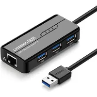 UGREEN - 20265 - - 20265 - USB-A / RJ45 - 1000 - Mbps - HUB - 3x - USB - 3.0 - netwerkadapter - zwart