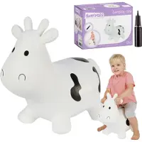 Tootiny Rubberen Springdier Wit Koetje + pomp - een enorm en uniek springplezier