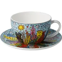 Goebel - James Rizzi | Kop en schotel Cappuccino My New York City Day | Porselein - 15cm - 250ml