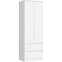 Akord Kledingkast STAR S60 met 2 Deuren en 2 Lades / Furniture Factory / Wit / 60 x 180 x 51 cm