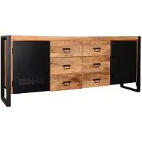 Lizzely Garden & Living Dressoir mangohout Jazzy bruin zwart ladekast industrieel 200x85cm duurzaam mango kast
