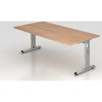 Hjh OFFICE PRO MEGA 2E S - 200 x 100 Walnoot/Zilver Tafelhoogte I In hoogte verstelbaar