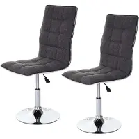 Mendler Set van 2 eetkamerstoelen -C41, keukenstoel, in hoogte verstelbaar en draaibaar, stof/textiel MVG ~ grijs