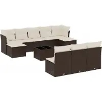 vidaXL 11-delige Loungeset met kussens poly rattan bruin