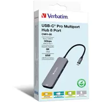 Verbatim 32151 Multiport-hub CMH-08, 8 poorten, USB-C Pro, grijs/zwart