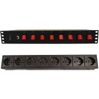 Techly I-CASE STRIP-815I 19" Rack Strip 1.5U, 8x UNEL stopcontacten aan de achterkant, 8x schakelaar aan de voorkant