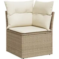 vidaXL 14-delige Loungeset met kussens poly rattan beige