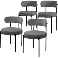ML-Design Eetkamerstoel set van 4 met teddy stof met rugleuning grijs Keukenstoel ML-Design