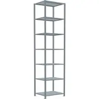 Schulte Lagertechnik MultiPlus250 rekkensysteem zonder schroeven, basisrek, 7 legborden, dwarsverbindingen, B 750 x D 600 x H 3000 mm, zilvergrijs/verzinkt