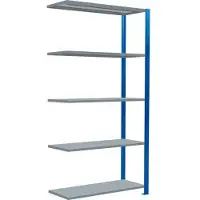 Schulte Lagertechnik MultiPlus250 rekkensysteem zonder schroeven, aanbouwrek, 5 legborden, dwarsverbindingen, B 1000 x D 400 x H 2000 mm, gentiaanblauw RAL 5010
