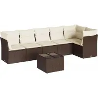 vidaXL 7-delige Loungeset met kussens poly rattan bruin