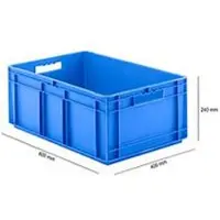 Ssi Stapelbak Eurobox serie EF 6240 - PP - L 600 x B 400 x H 240 mm - 47,5 l - gesloten wanden - open handgrepen - blauw