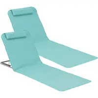 En.casa Strandmat "Donostia", set van 2, stalen frame, inklapbaar, 143 x 48 cm, turquoise